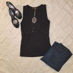 Black Jeweled Detailed Top